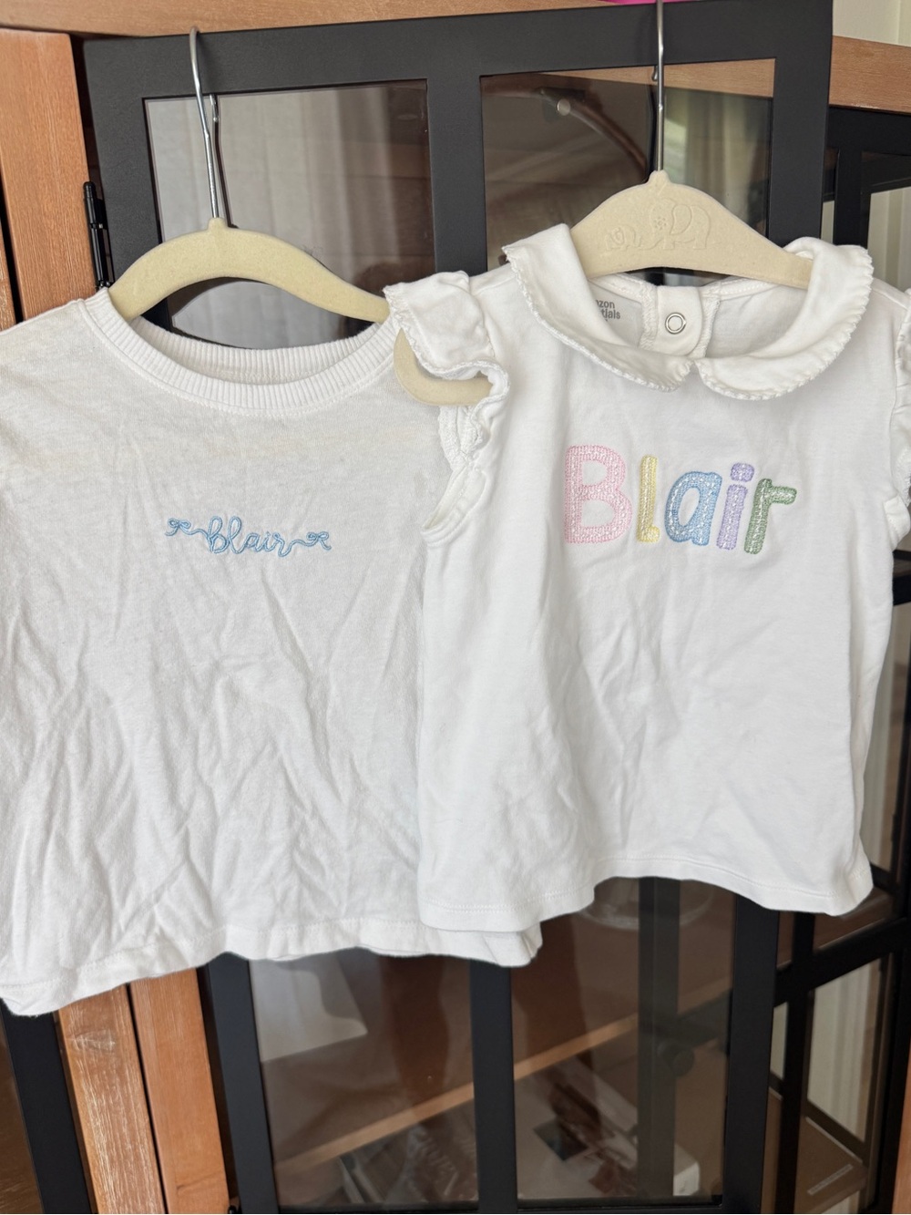 Blair embroidered monogram bundle tee short sleeve peter pan collar bows toddler
